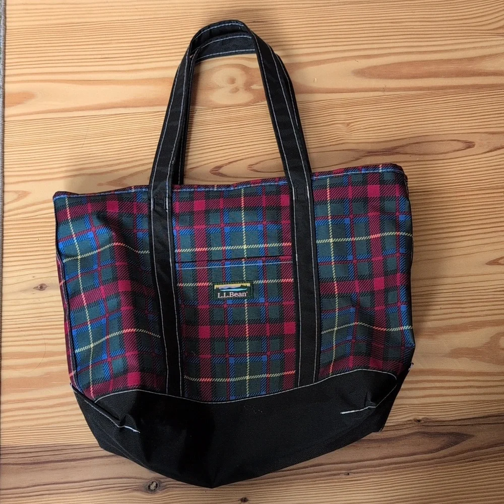 LL Bean Plaid Shirt and Matching Tote Bag Set - Picture 4 of 5
